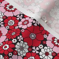 Bright Red and Pink Valentine Floral - Extra Small Scale