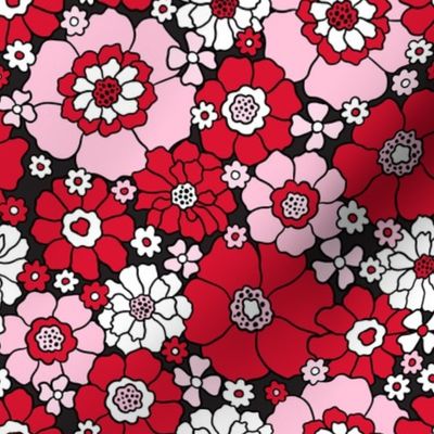 Bright Red and Pink Valentine Floral - Medium Scale