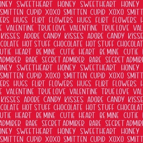 Valentine Typography Words Pink on Red - Medium Scale