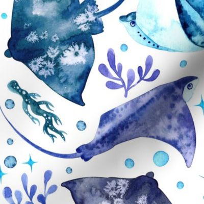  Stingrays and Seaweed in Watercolor MEDIUM
