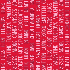 Valentine Typography Words Pink on Red Rotated - Large Scale