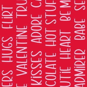 Valentine Typography Words Pink on Red Rotated - XL Scale