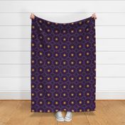 Otherworldly geometric stars and dots - ochre yellow on royal purple - coordinate for Otherworldly Botanicals - large