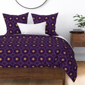Otherworldly geometric stars and dots - ochre yellow on royal purple - coordinate for Otherworldly Botanicals - large