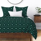 Otherworldly geometric stars and dots - forest green monochrome - coordinate for Otherworldly Botanicals - large
