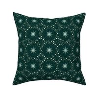 Otherworldly geometric stars and dots - forest green monochrome - coordinate for Otherworldly Botanicals - medium