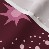 Otherworldly geometric stars and dots - warm pink, burgundy, magenta  monochrome - coordinate for Otherworldly Botanicals - large