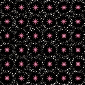 Otherworldly geometric stars and dots - burgundy, marsala on black - coordinate for Otherworldly Botanicals - medium