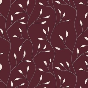 Vertical Stripe Branches on Burgundy Red Background