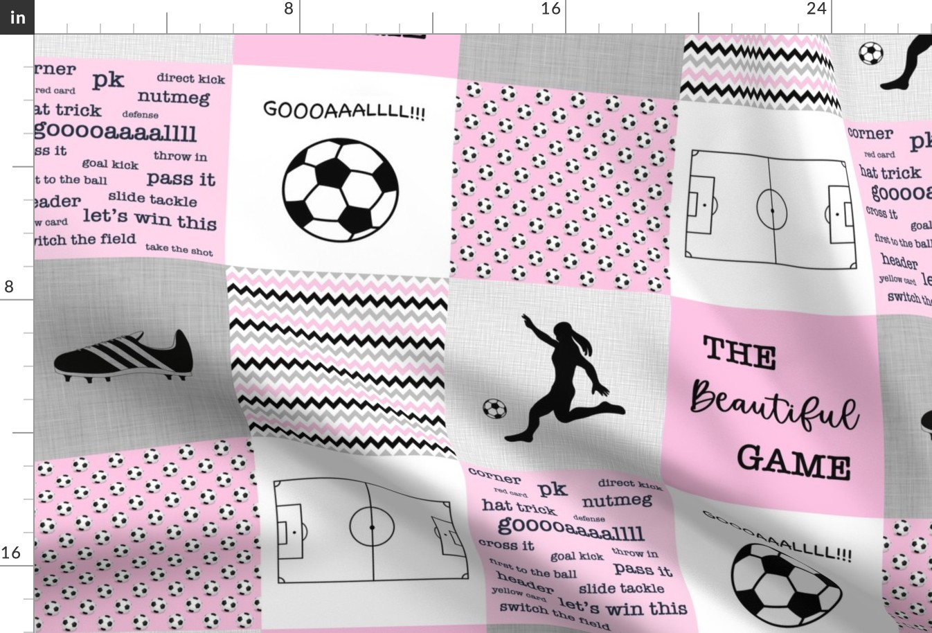Soccer / Futbol / Soccer Patchwork / Girls Soccer / Pink