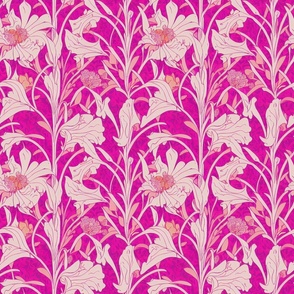 White Flowers on Hot Pink Vintage Style wallpaper by kedoki