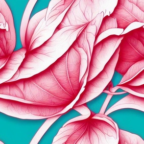 Pink on Aqua Flower Petals Pop Art 1960s by kedoki