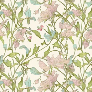 Pastel Floral Trellis Wallpaper by kedoki