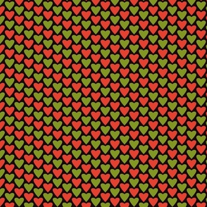Heart Pattern medium red and green hearts on black 