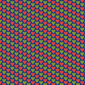 Heart Pattern medium red and green hearts on navy blue 