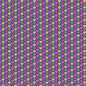 Heart Pattern small pink blue red and green hearts on blue 