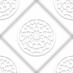 Mandala Tiles, White on White