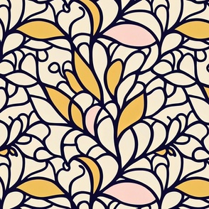 Stained Glass Cream Pink and Gold Pattern by kedoki