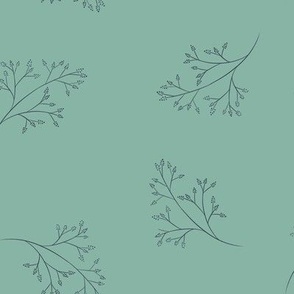 Spring Branches on Teal Blue Background