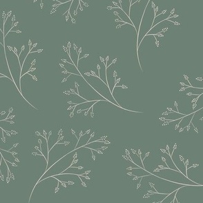 Spring Branches on Sage Green Background