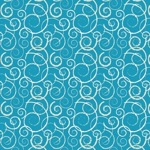 White Swirls on Aqua Blue
