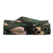 Elegant Art Deco bats and flowers - Emerald green, gold, black and pink - jumbo