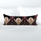 Elegant Art Deco bats and flowers - Burgundy, gold, black and pink - jumbo