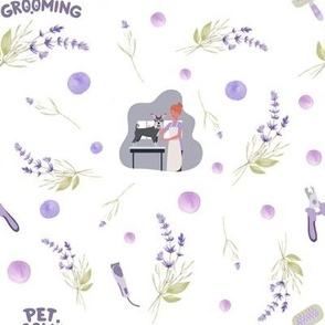 Dog groomer on lavender 