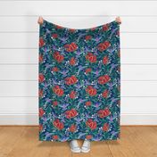 swan floral // yale blue - ivory berries // large scale