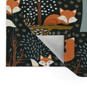 Cute Woodland Fox - Dark Jungle Green