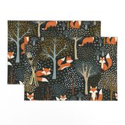 Cute Woodland Fox - Dark Jungle Green