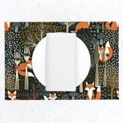 Cute Woodland Fox - Dark Jungle Green