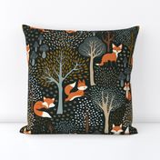 Cute Woodland Fox - Dark Jungle Green