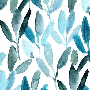 emerald eucalyptus vibes - watercolor leaves - painted nature b078-1