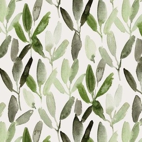 khaki eucalyptus vibes - watercolor green leaves - painted nature b078-3