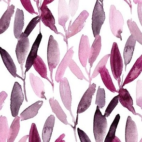 marsala eucalyptus vibes - watercolor bordeaux leaves - painted nature b078-7