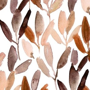 terracotta and earthy eucalyptus vibes - watercolor leaves - painted nature b078-8
