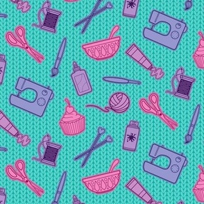 Can't Stop Crafting - MEDIUM (Dressmaking & Apparel) - Pink, Purple & Aqua Teal Green