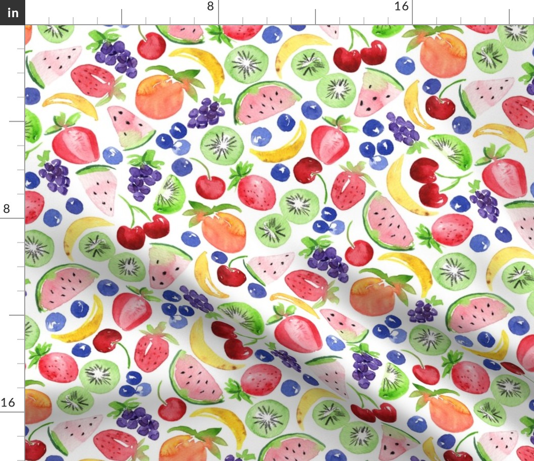Ditsy Watercolor Fruit Snacks on White