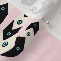 Geometric Snake on Pink black and white 