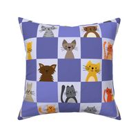 Checkerboard Cats - 3 inch blocks - very peri periwinkle