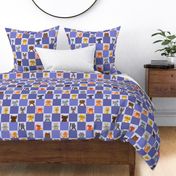 Checkerboard Cats - 3 inch blocks - very peri periwinkle