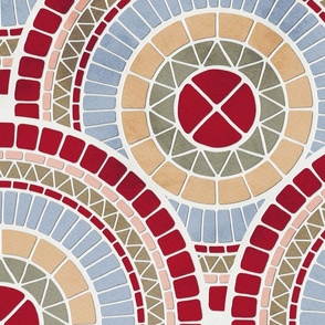 large scale mosaic scallop - ignite color palette - abstract mosaic tiles wallpaper