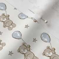small ( neutral )  Blue, baby boy, Teddy bear, bears, balloons, nursery 