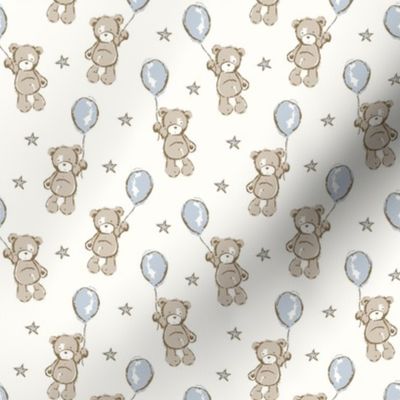 small ( neutral )  Blue, baby boy, Teddy bear, bears, balloons, nursery 