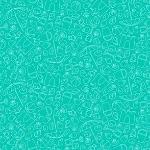 Seaside Fun Postcards - SMALL (Quilting & Crafting) - Mono Bright Aqua Teal Green