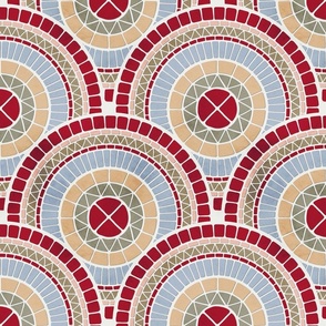 mosaic scallop - ignite color palette - abstract mosaic tiles wallpaper
