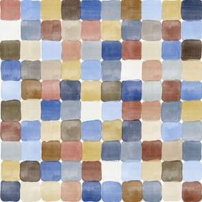 Blue & Brown Watercolor Squares