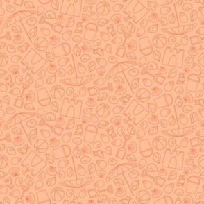 S - Beach Vacation – Coral Peach Fuzz – Seaside Fun Tossed Pastel Pattern