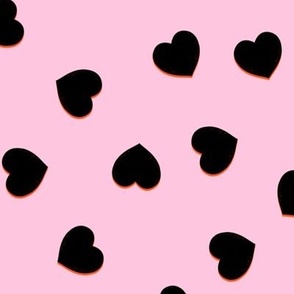 Mod Black Hearts Toss (cotton candy pink) large